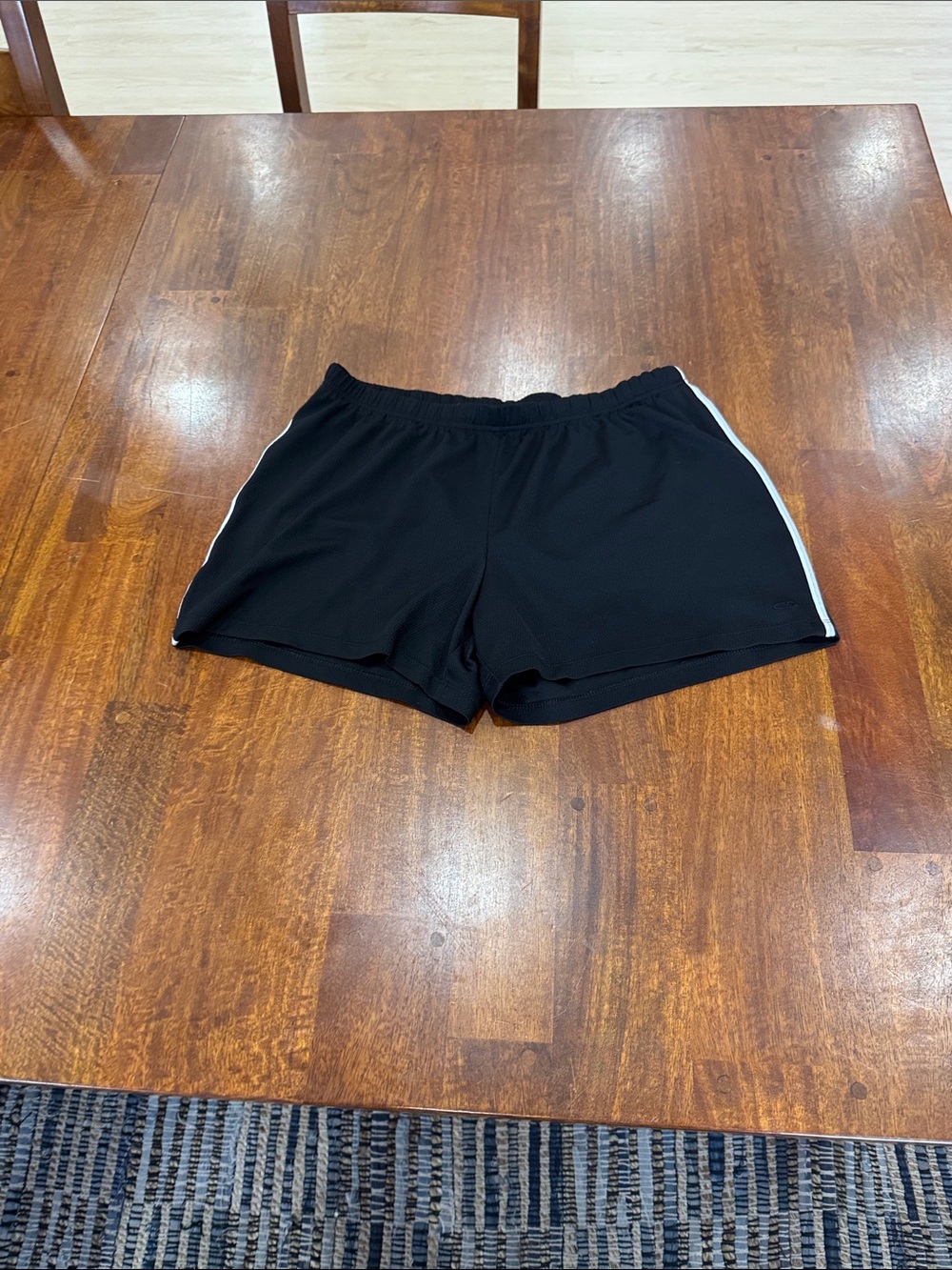 Champion Black Women's Athletic Shorts with White Side Stripe